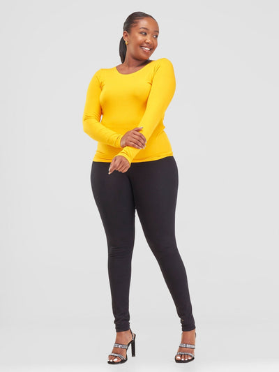 Zoya Basic Long Sleeve Top - Safron - Shopzetu