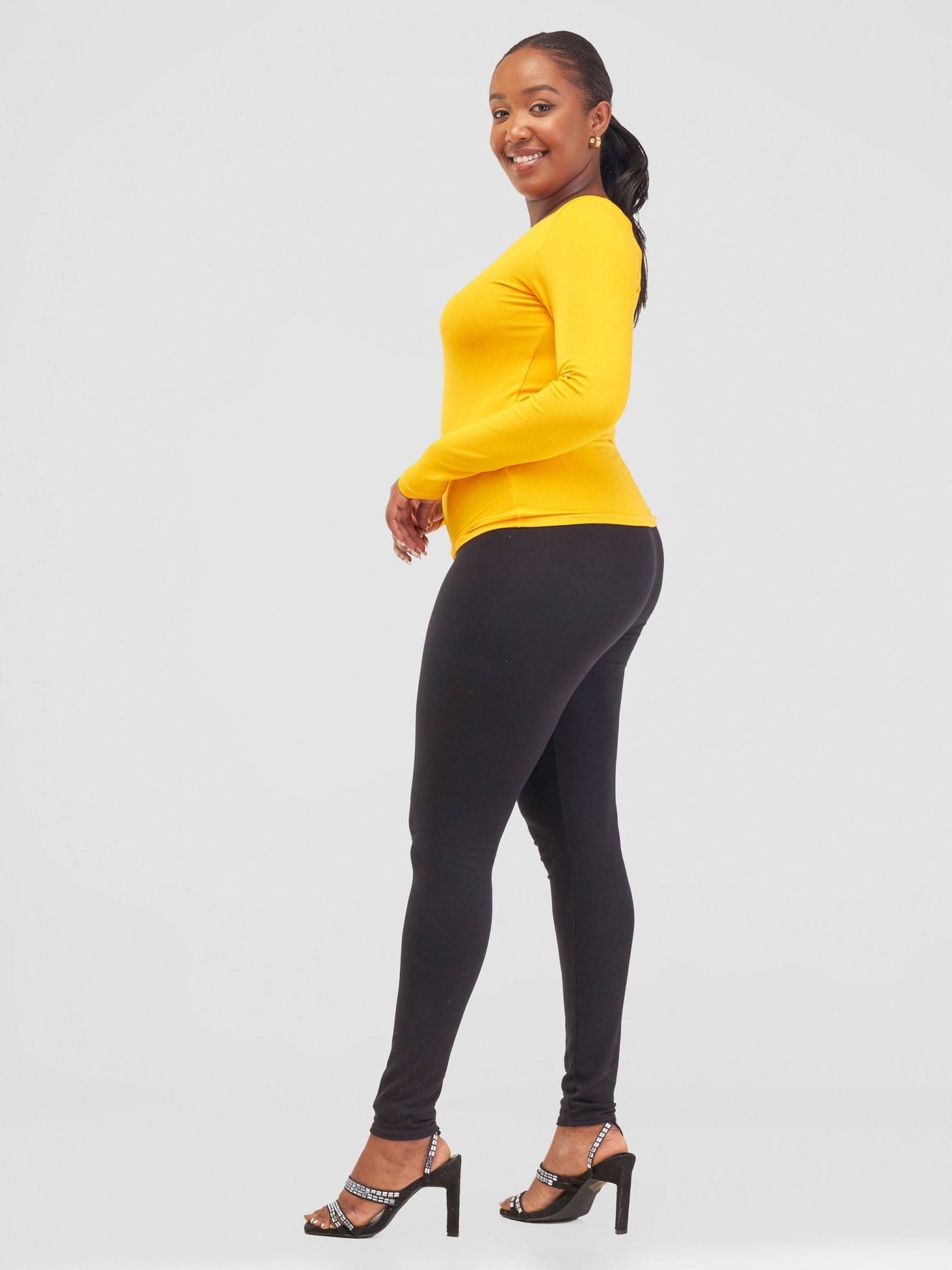 Zoya Basic Long Sleeve Top - Safron - Shopzetu
