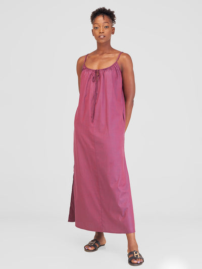 Safari by Vivo Haya Strappy Tie Back Maxi Dress - Dark Maroon Koi Print