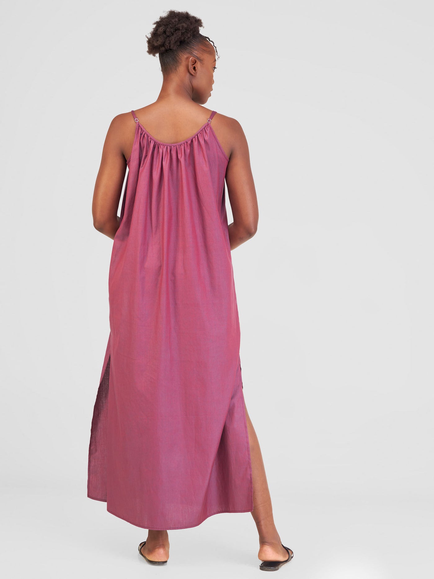 Safari by Vivo Haya Strappy Tie Back Maxi Dress - Dark Maroon Koi Print