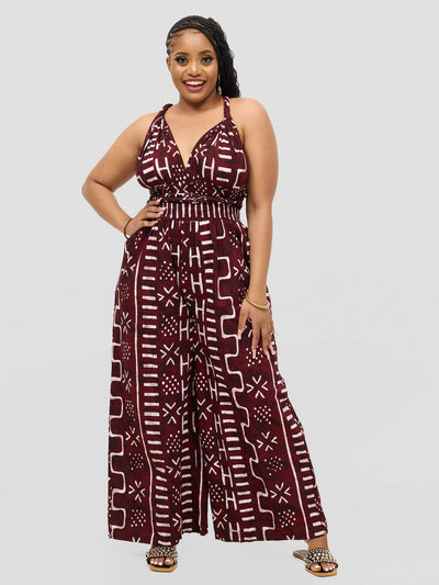 Waridi Africa Mbele Jumpsuit - Brown African Print - Shopzetu