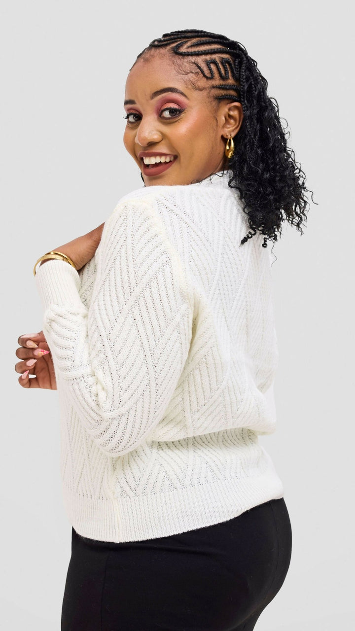 The Fashion Frenzy Button Cardigan Sweater - White - Shopzetu
