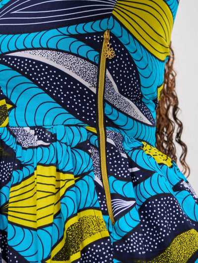 Gravio Fashions Sade Dress - Turquoise / Blue - Shopzetu