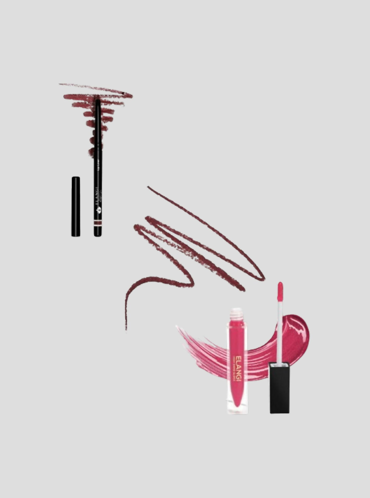 Elangi Beauty Playful Lipliner & Siri Tamu Lip Gloss Bundle - Mocha - Shopzetu