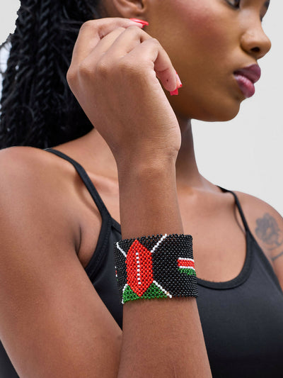 Dianaah J Beaded Bracelet - Black / Red / Green - Shopzetu