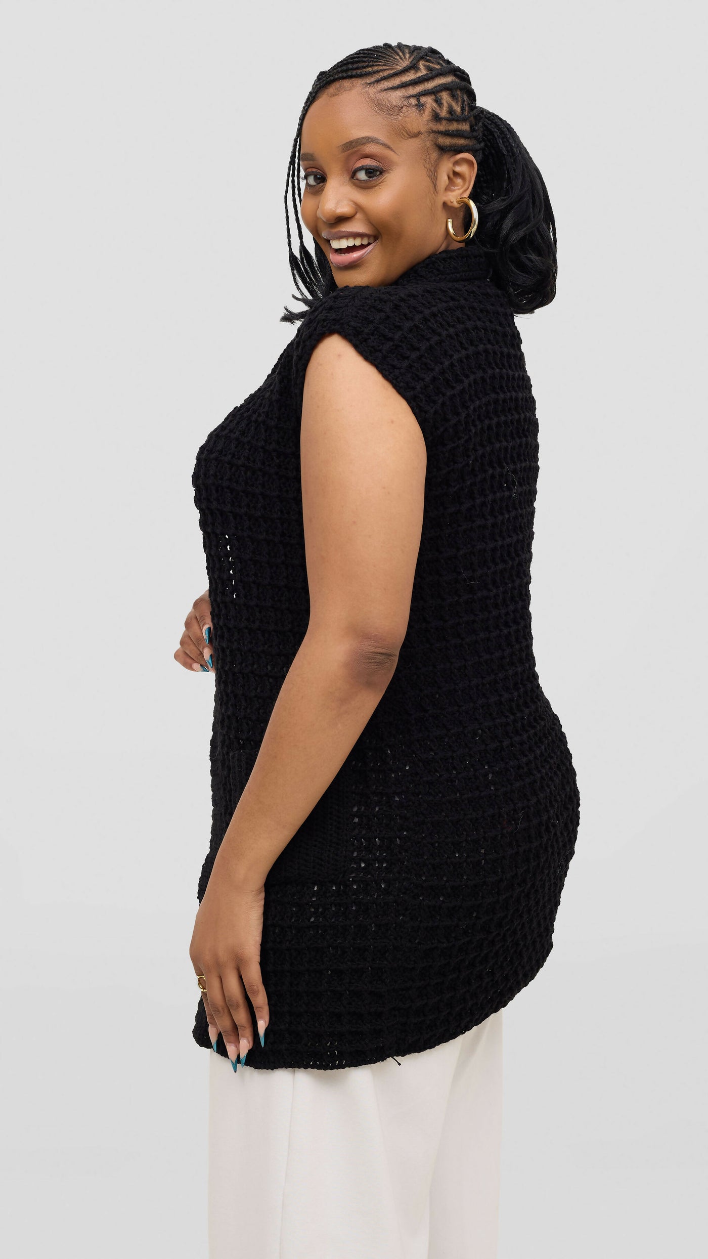 Timyt Urban Wear Urban Yarn Sleveeless Crocheted - Black