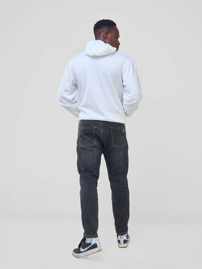 Round Neck with Zip Hoodie - White - Shopzetu