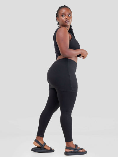 Hessed Skirted Legging Pant - Black - Shopzetu