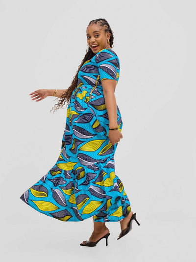 Gravio Fashions Sade Dress - Turquoise / Blue - Shopzetu