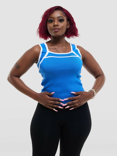 The Fashion Frenzy Bold Contrast Acrylic Tank Top – Blue - Shopzetu