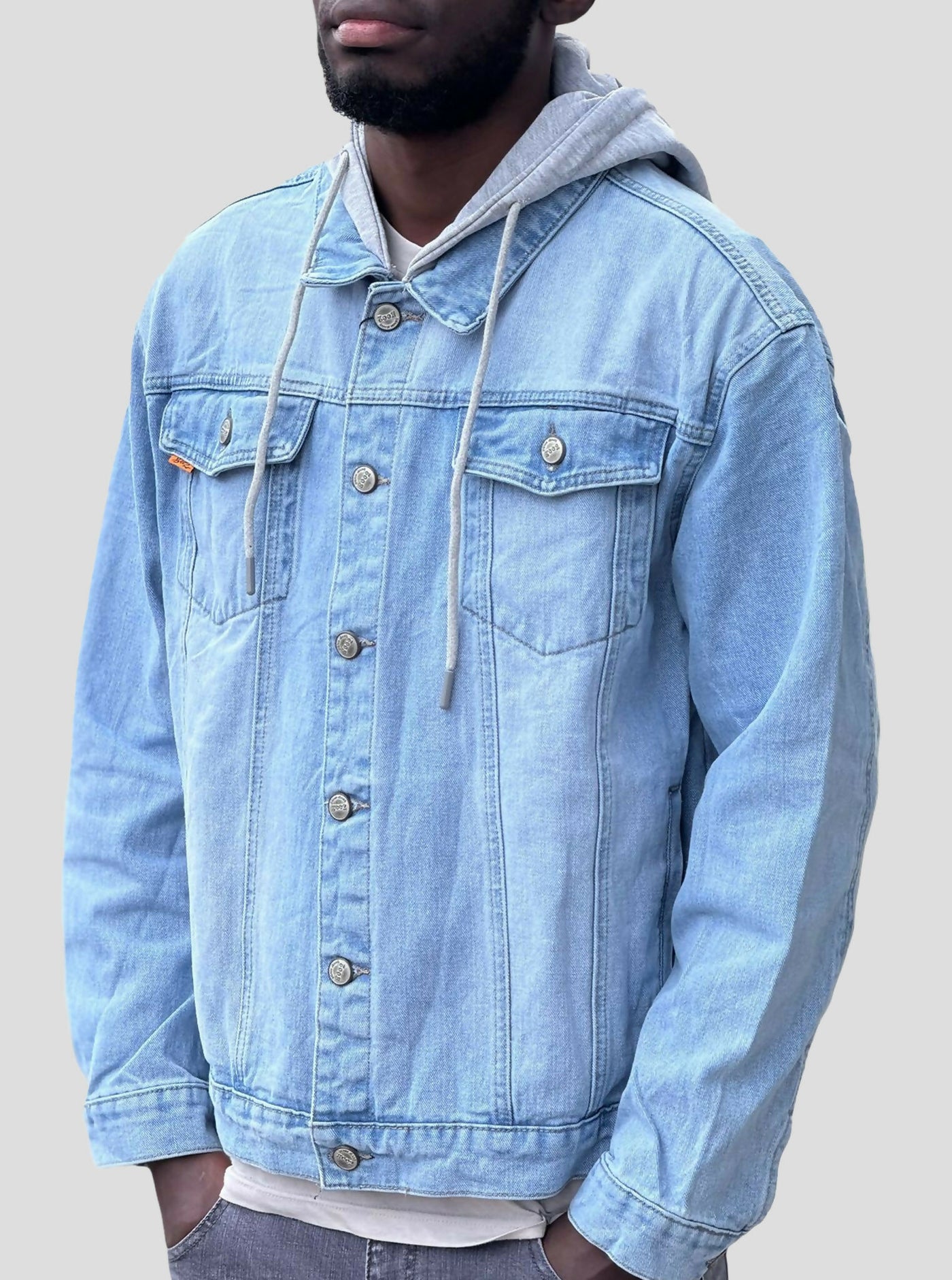 Stylish Brothers Heavy Hooded Denim Jacket - Blue - Shopzetu