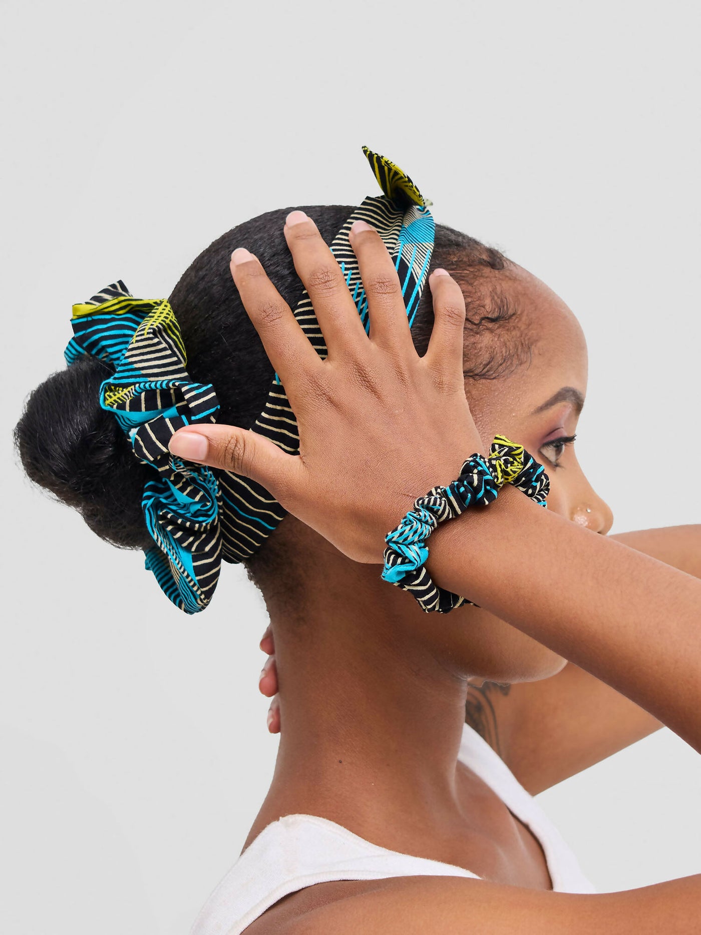 Proverbs 1 Bow Headband Embellished Ascent - Blue Print - Shopzetu