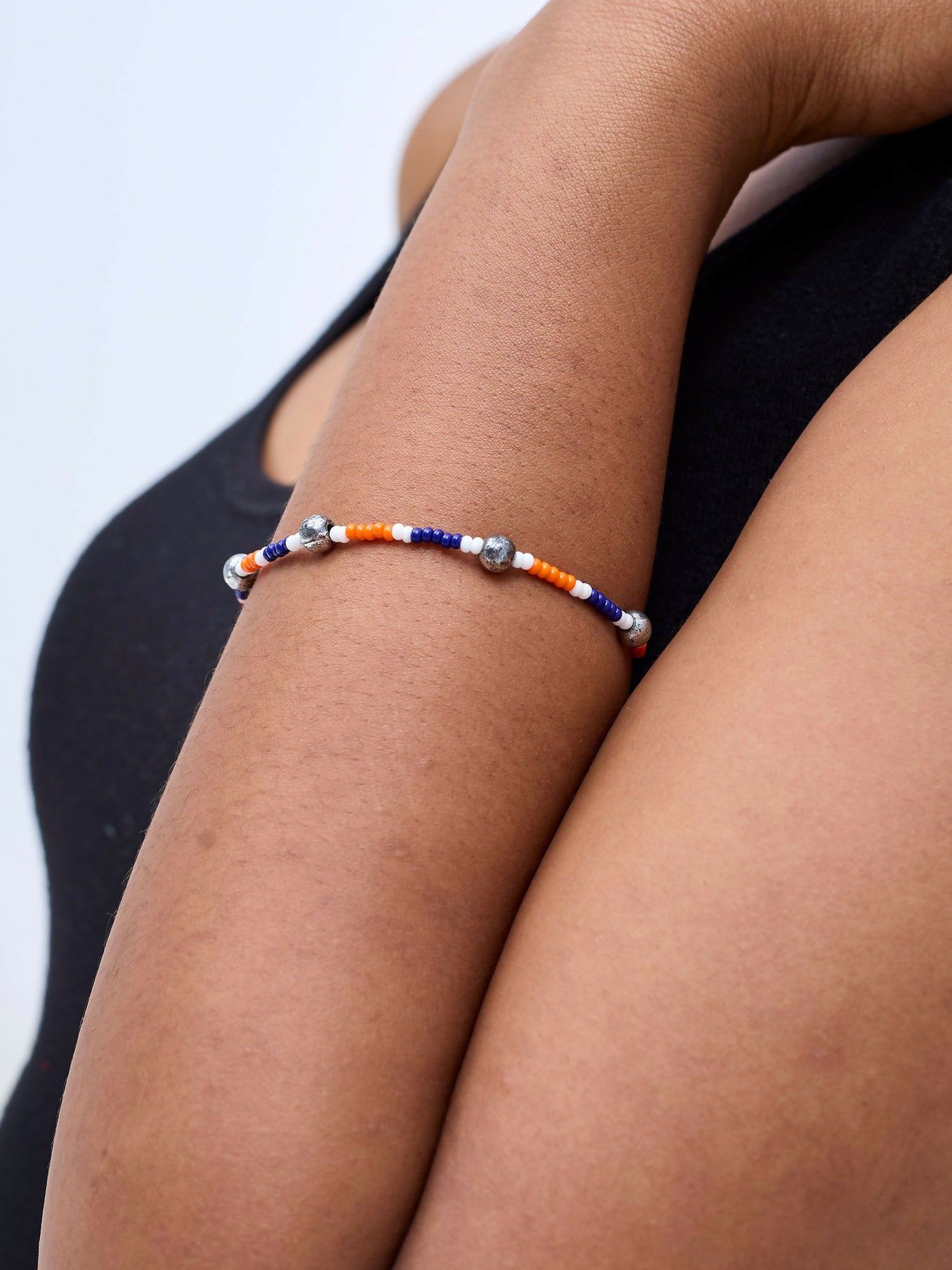 Dianaah J Beaded Bracelets - Navy Blue / Orange - Shopzetu