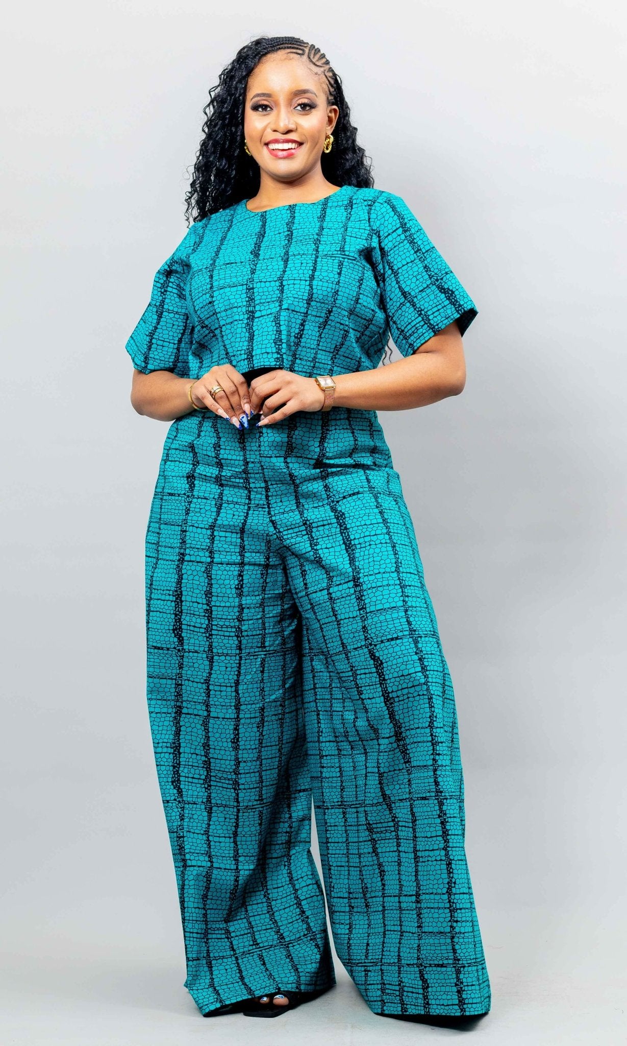 African Yuva Rain African Print Set - Green - Shopzetu
