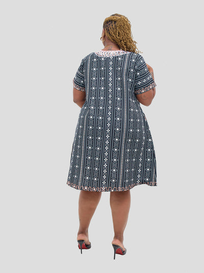 Biba Trends Collections Nollan Embroidery Dress - Black / White - Shopzetu