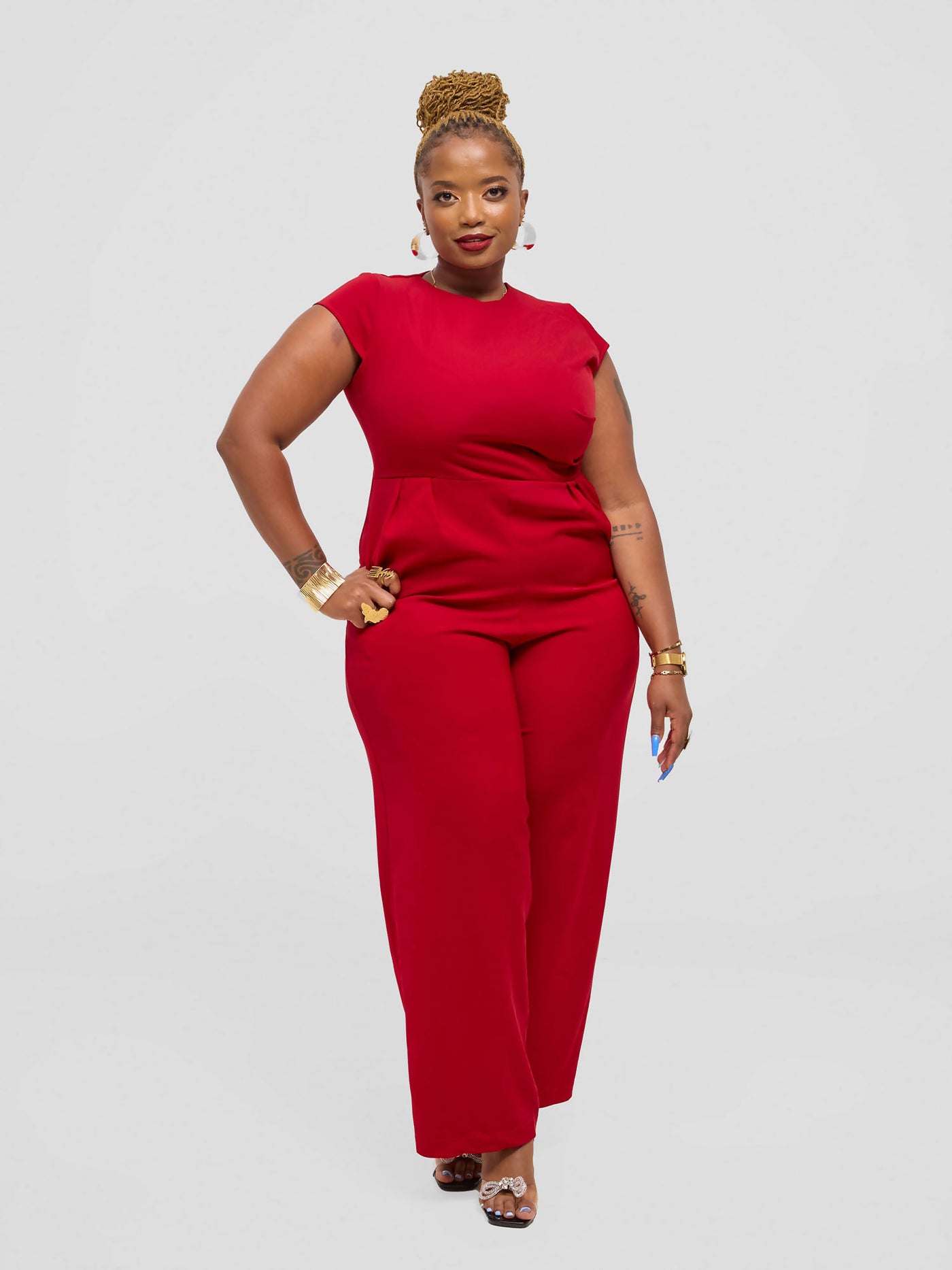 Elsie Glamour Athena Jumpsuit - Red - Shopzetu