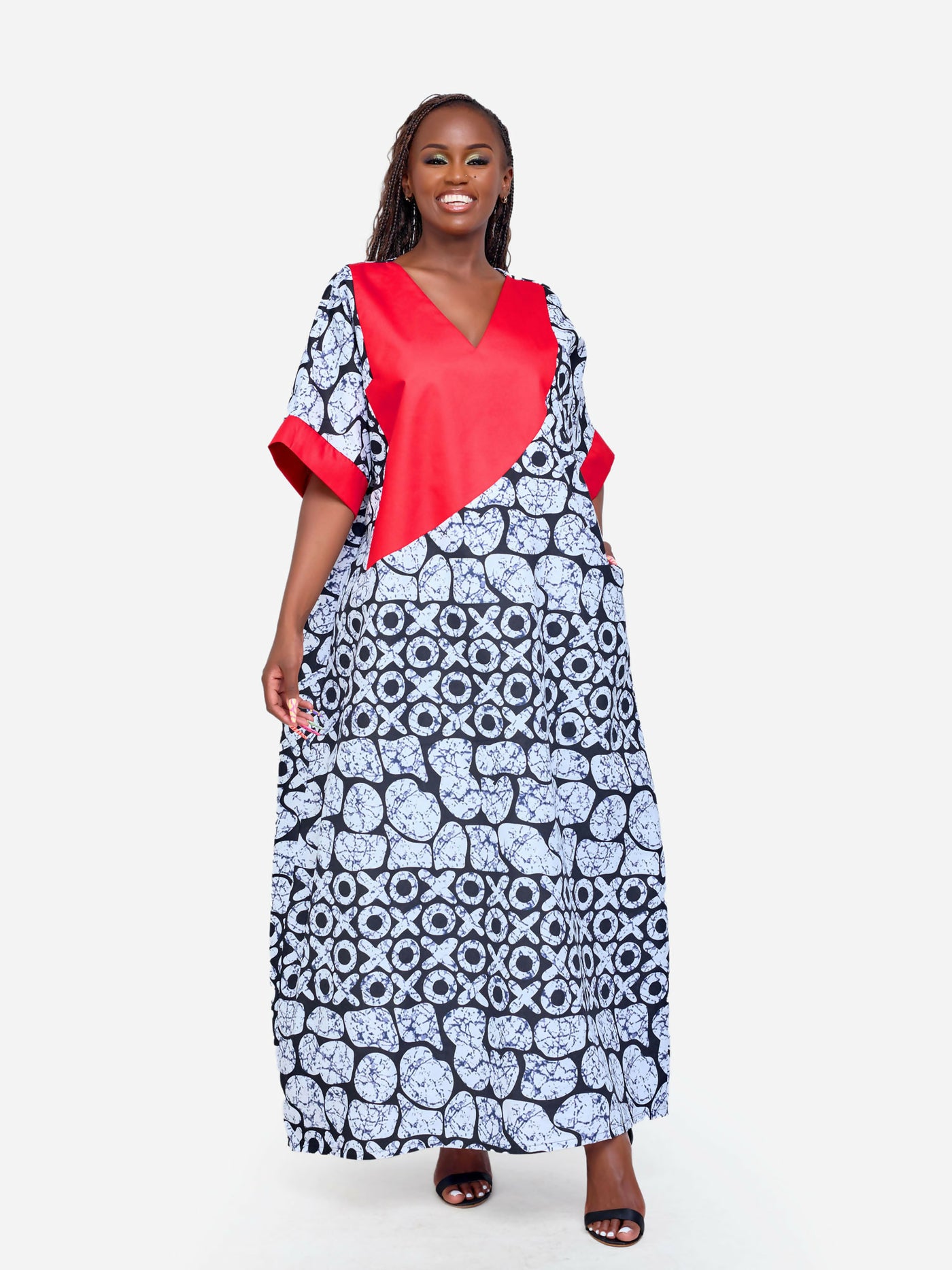 Tuli Bonte Front Detail Kaftan Dress - Multicolored - Shopzetu