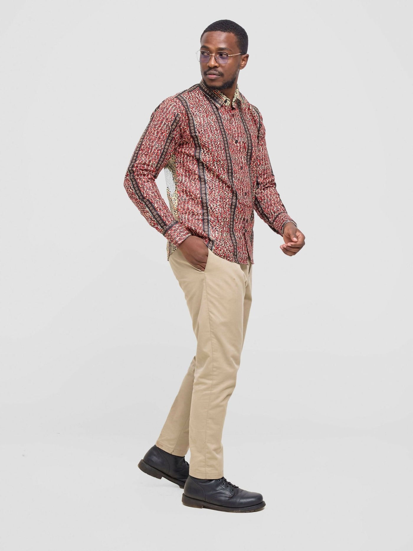 Mendilines Warm African Shirt - Cream / Red Print - Shopzetu