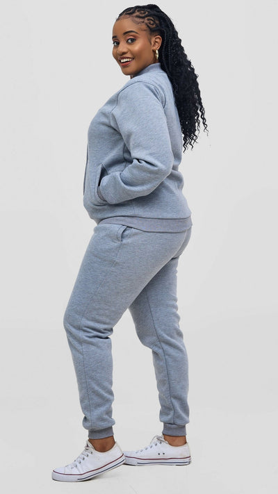 Timyt Urban Wear The Cozy Code Double Layered Set Hoddie & Pant - Light Grey - Shopzetu