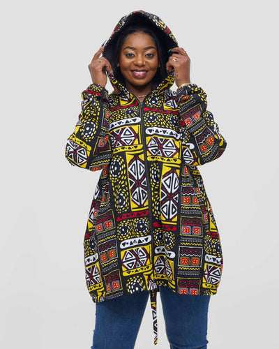 Gravio Fashions Tribal Mosaic Hoodie Jacket - Yellow - Shopzetu