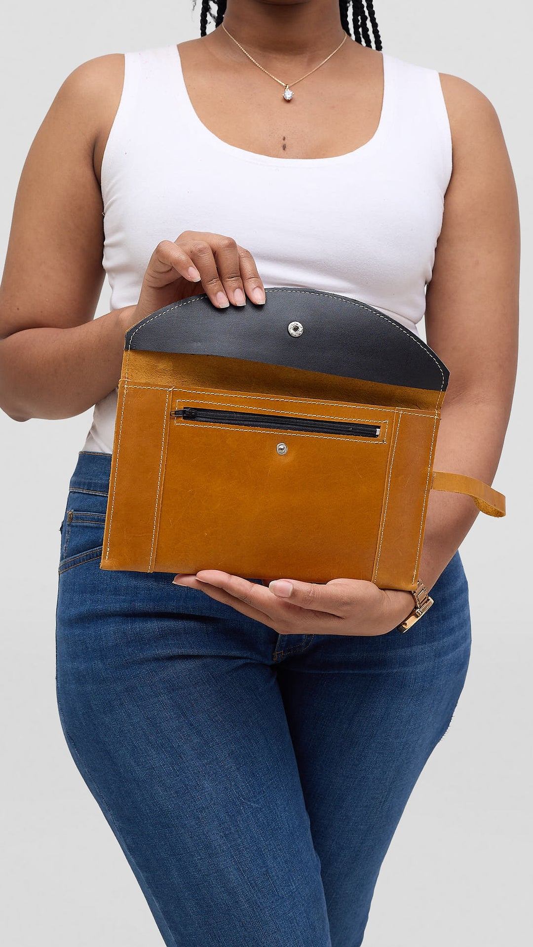 Leather Aura Achic Purse - Brown
