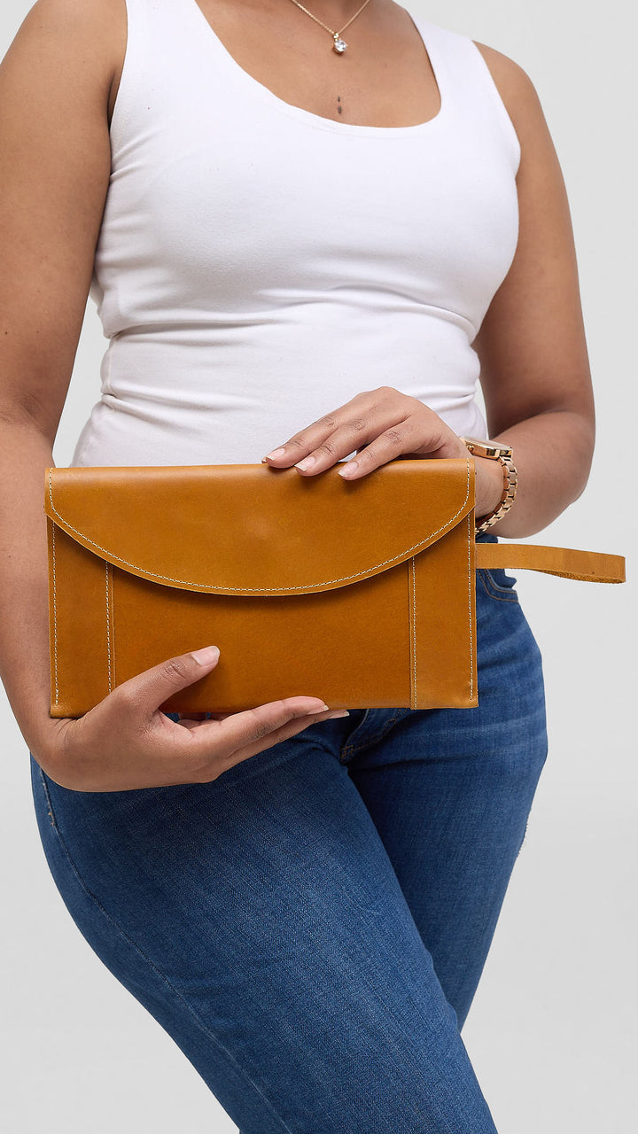 Leather Aura Achic Purse - Brown