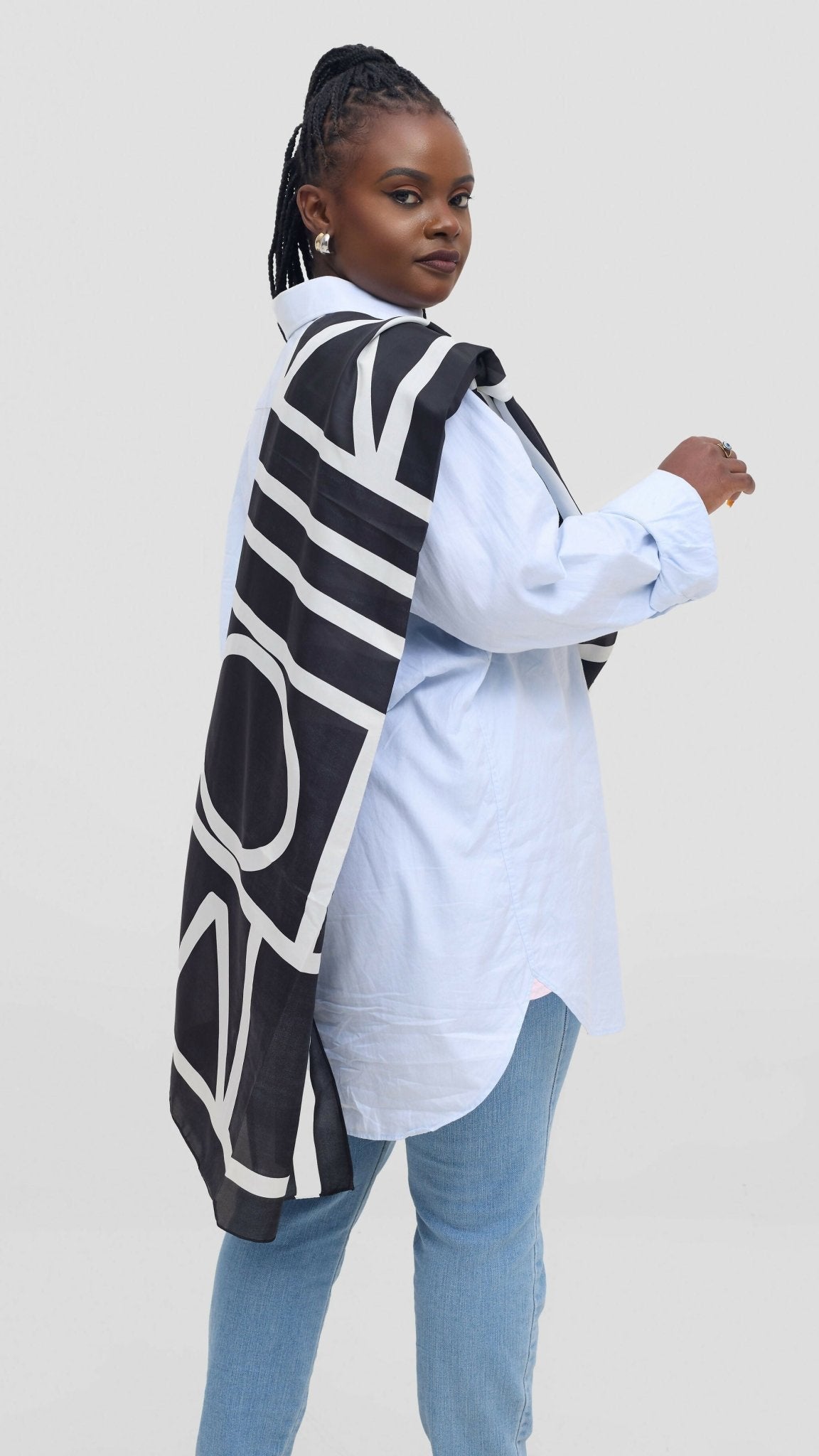 Afrodame Luxurious Silk Scarf - Black - Shopzetu