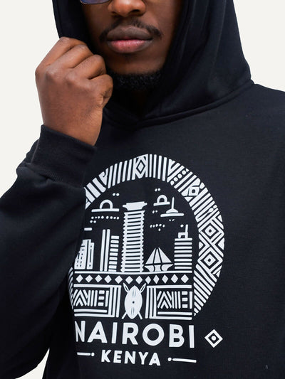 Kitu Kali Graphic Nairobi II Hoodie - Black - Shopzetu