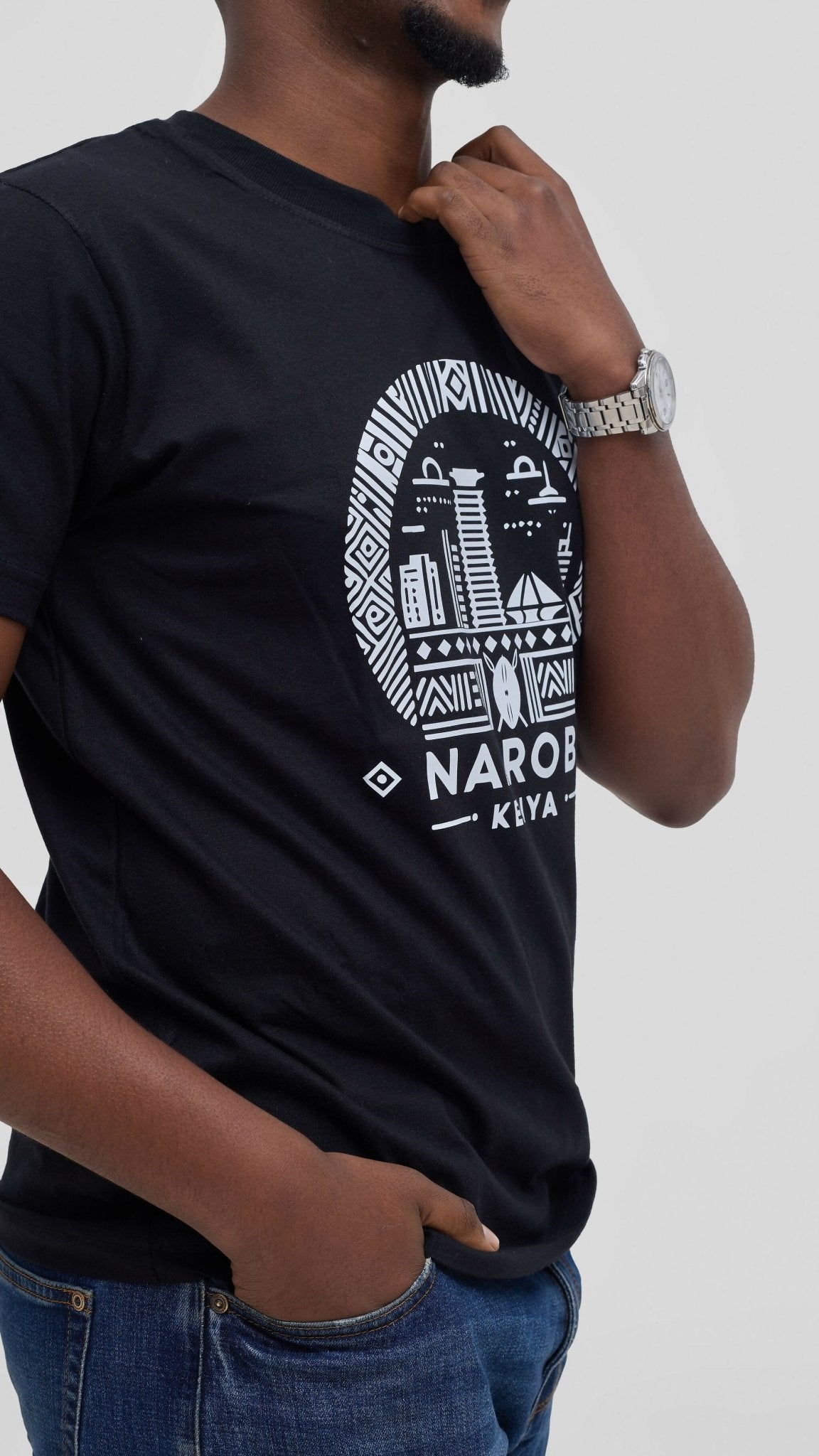 Kitu Kali Graphic With Nairobi II Shirt - Black - Shopzetu