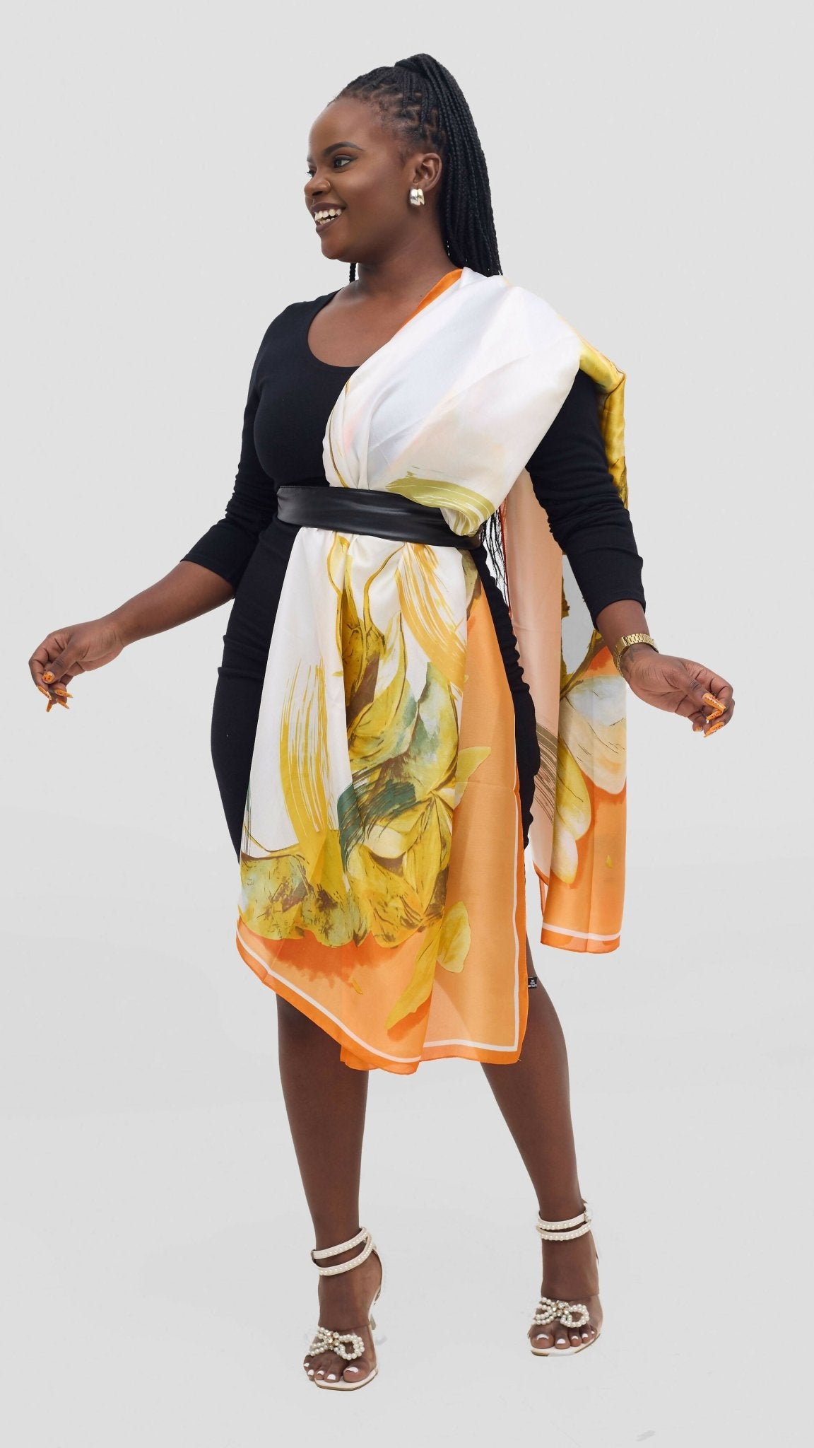 Afrodame Luxurious Silk Scarf - Orange - Shopzetu