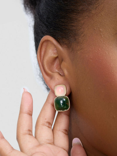 Accessorize With Style Premium Small Earring - Pink / Green - Shopzetu