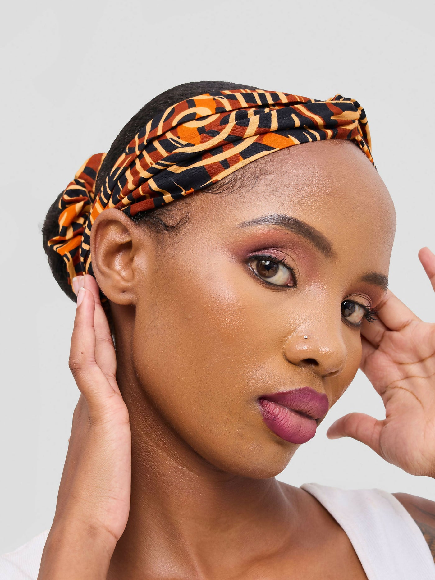 Proverbs 1 Twist Spirited Coil Headgear - Brown Print - Shopzetu
