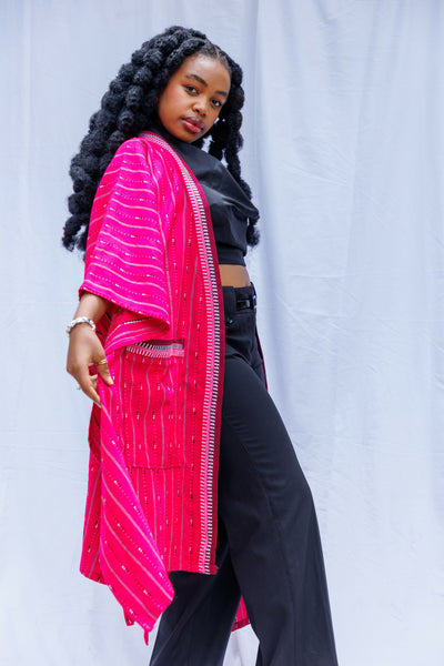 Liquid Lemn Jasiri With Pocket Kimono - Pink