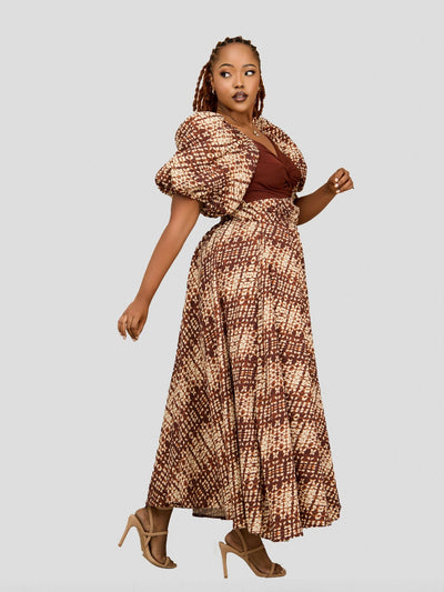 Plainchic Angie Midaxi Dress – Brown Print - Shopzetu