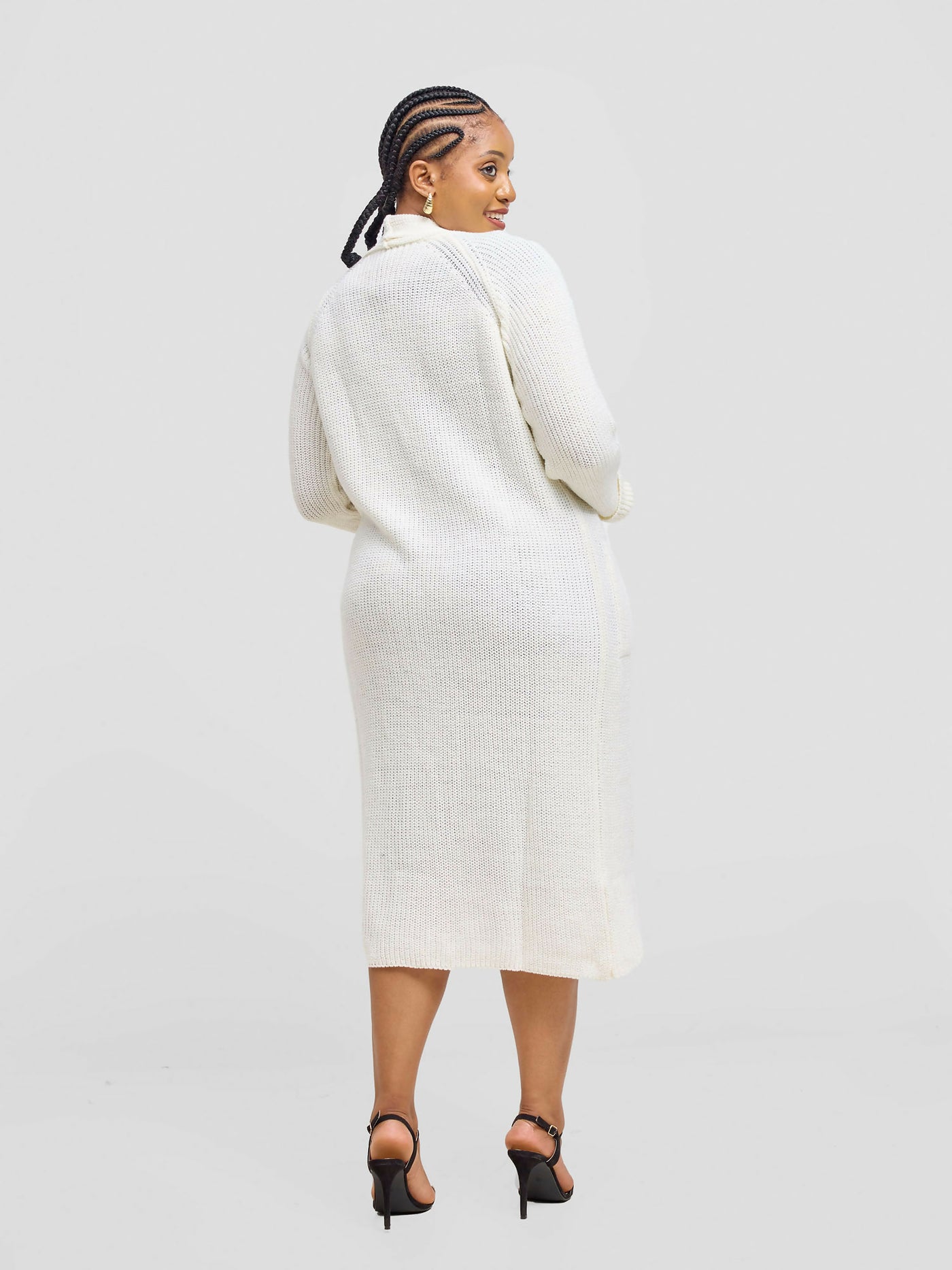 Anel’s Knitwear Midi Sweater - White - Shopzetu