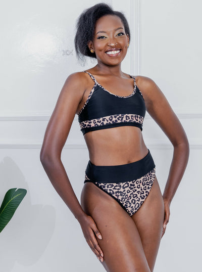 Shells Attic Swimwear Suit Bikini - Black Print - Shopzetu