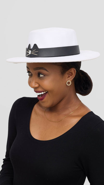 Umbo Collections Flat Top Fedora Hat - White