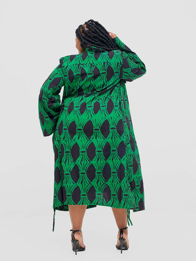 Vivid Afrikana Sanaa Kimono - Green / Black - Shopzetu