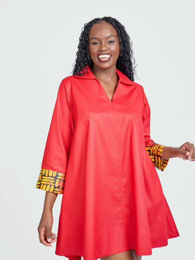 Tuli Zuri Shift Dress - Red - Shopzetu