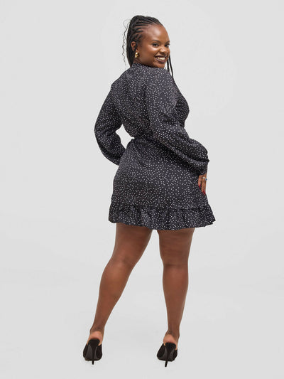 Eyane Africa Starry Night Wrap Dress - Black - Shopzetu
