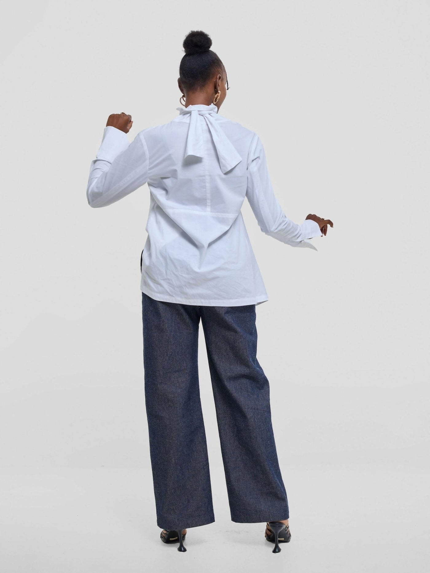 The Textile Loft Wide Leg Denim Pant - Navy Blue - Shopzetu