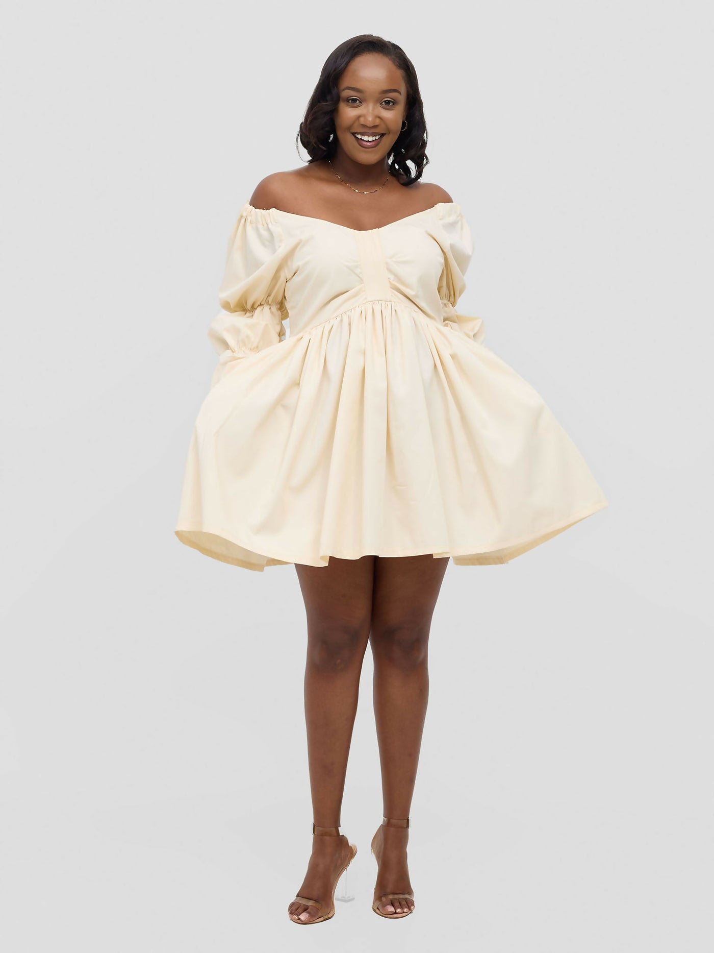 Busara Dress - Cream / White - Shopzetu