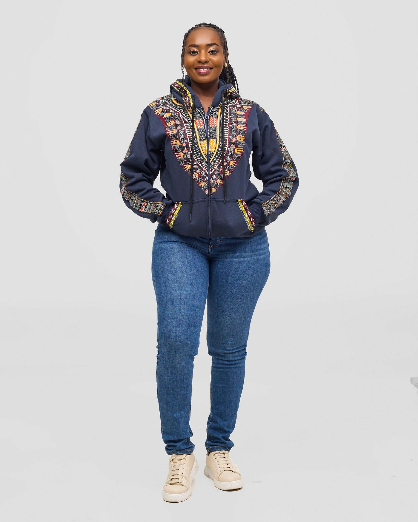 Rafiki Threads Dashiki Hoodie - Navy Blue