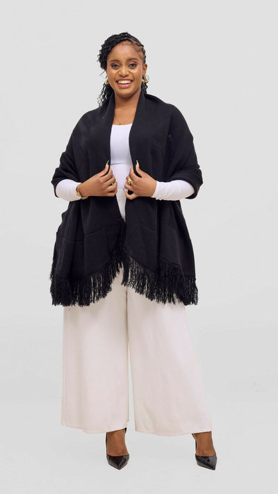 Anel's Diamond Poncho - Black - Shopzetu