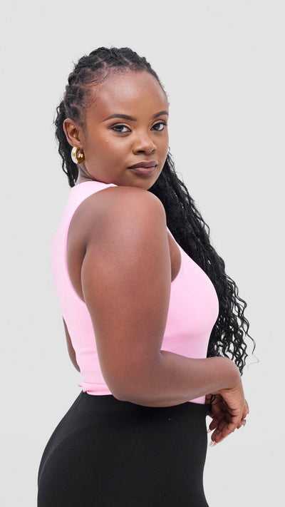 The Fashion Frenzy Sleeveless Bodysuit - Pink - Shopzetu