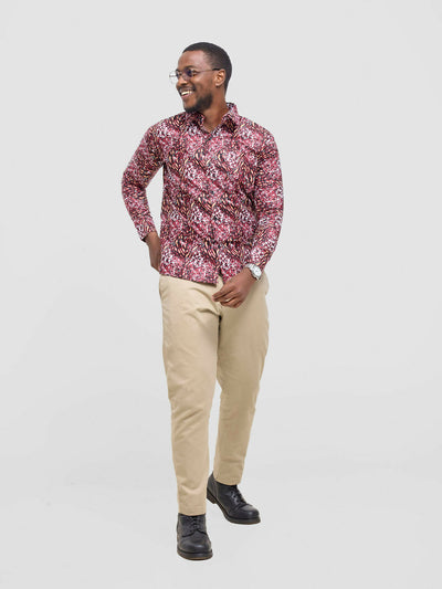 Mendilines Warm African Shirt - Maroon Print - Shopzetu