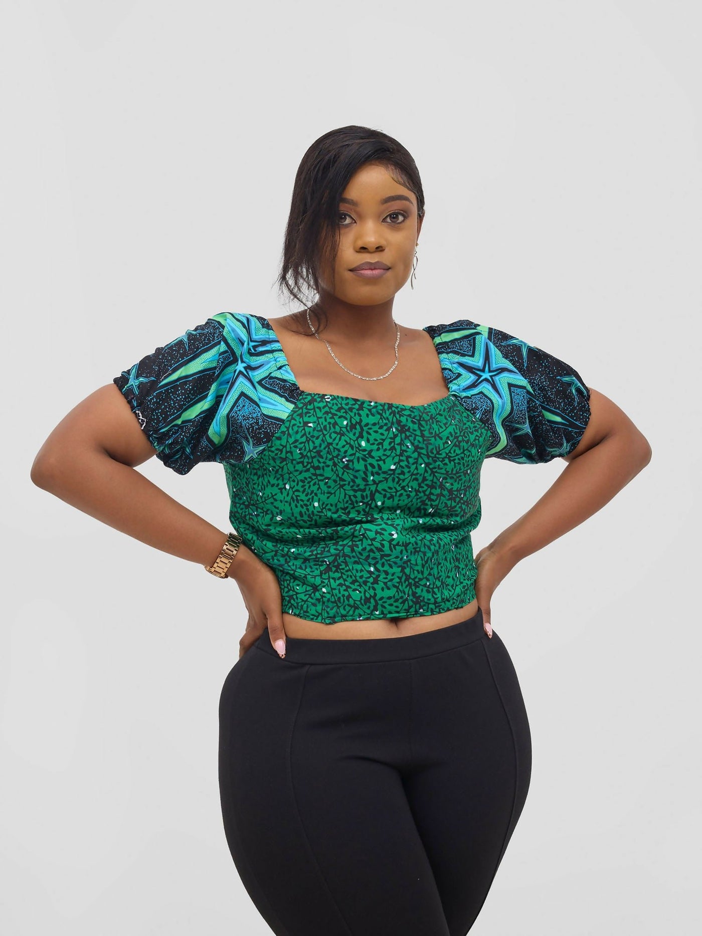 Gravio Fashions Tsano Crop Top - Green - Shopzetu