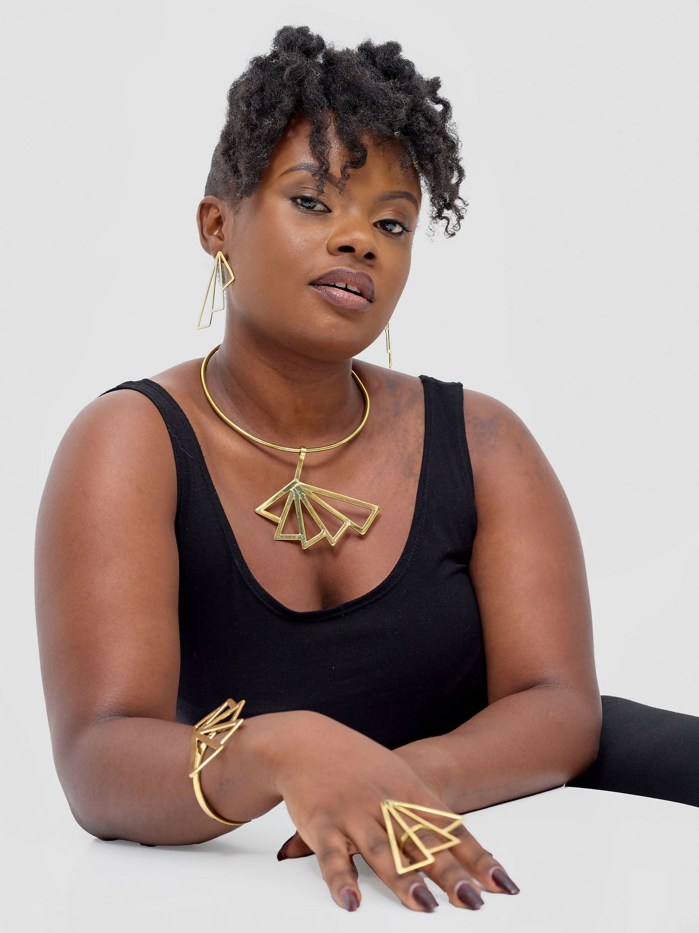 Purely Brass Johari Jewelry Set - Brass - Shopzetu