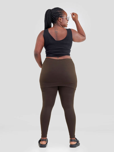 Hessed Skirted Legging Pants - Khaki - Shopzetu