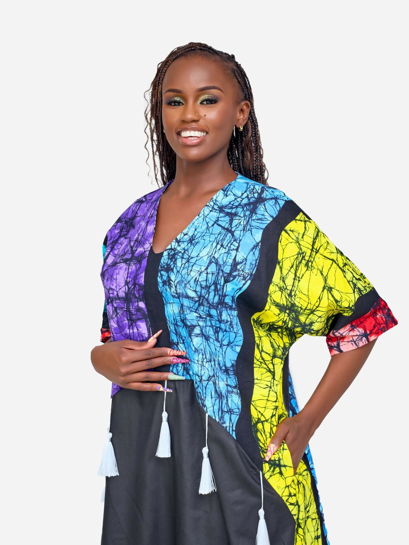 Tuli Alana Tassel Kaftan Dress - Multicoloured - Shopzetu